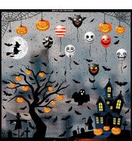 Halloween haunted house window cling, Halloween window stickers, Halloween Window Silhouette