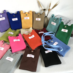 (Wholesale) 35 pcs Knitted phone pouch, handphone pouch, knitted handphone pouch, sling handphone pouch, mobile phone bag, knitted bag