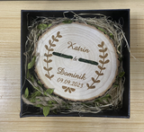 Natural wood ring holder, Wedding ring dish, personalized ring holder, personalized ring pillow, personalized ring bearer,