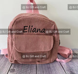 Personalized MINI embroidered backpack, mini backpack toddler, Corduroy Backpack kids