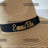 Custom embroidered straw Hat, personalized beach hat, Personalized straw hat, bridesmaids hats, custom sun hat, women wide brim straw hat