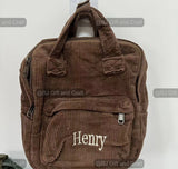 Personalized corduroy backpack, personalized school bag, Corduroy Backpack kids