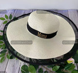 Custom embroidered floppy Hat, personalized beach hat, honeymoon beach hat, bridesmaids hats, custom sun hat, women wide brim straw hat