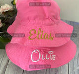 Personalized kids bucket hat, custom name infant hat, personalized toddler hat, Children hat, custom leather patch hat, infant hat