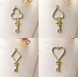 6 pcs Open bezel key charm| Heart Open bezel | Key charm | Gold wand charm | Resin charm