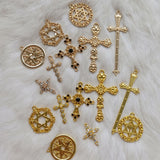 6 pcs Pendant Charm | Cross Charm | Gold Charm | KC charm | Resin Charm | Keychain Charm