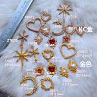 6 pcs Pearl Heart Charm | Moon Charm | Resin Charm | Lolita Charms | Gold Charms