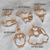 6 pcs Caticorn open bezel | unicorn cat | UV resin charm | Gold open bezels