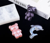 Kawaii bear mould | Dolphin mould | 2D mould | Silicon mould | UV resin mould | fish mould | animal mould