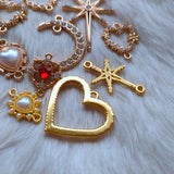 6 pcs Pearl Heart Charm | Moon Charm | Resin Charm | Lolita Charms | Gold Charms