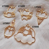 6 pcs Caticorn open bezel | unicorn cat | UV resin charm | Gold open bezels