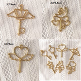 6 pcs Magic Wand Open Bezel | Kawaii open back bezel | Wand open bezel | Resin charm | Gold wand charm