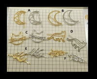 6 pcs Open bezel hair clip | Hair pin | Moon hair clip | Star hair clip | Cat open bezel | Moon open bezel | Gold charm