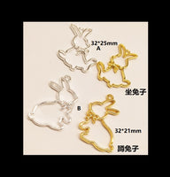 6 pcs Bunny open bezel | Rabbit open bezel | UV resin open bezel | Open back bezel |  Gold charm