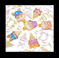 10 pcs Ice cream open bezel | Open back bezel | Kawaii open bezel | Gold charm | UV resin charm