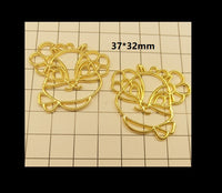 6 pcs Cartoon character open bezel | UV resin bezel | Resin open back bezel | Gold charm | Cartoon charm