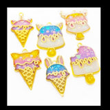 10 pcs Ice cream open bezel | Open back bezel | Kawaii open bezel | Gold charm | UV resin charm