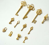 1 set key charm | Heart lock charm | Lovely gold charm | Gold charm | Lock charm