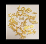 4 pcs wordings charm | Alphabet inclusion | Gold charm | Gold accent | Resin inclusion